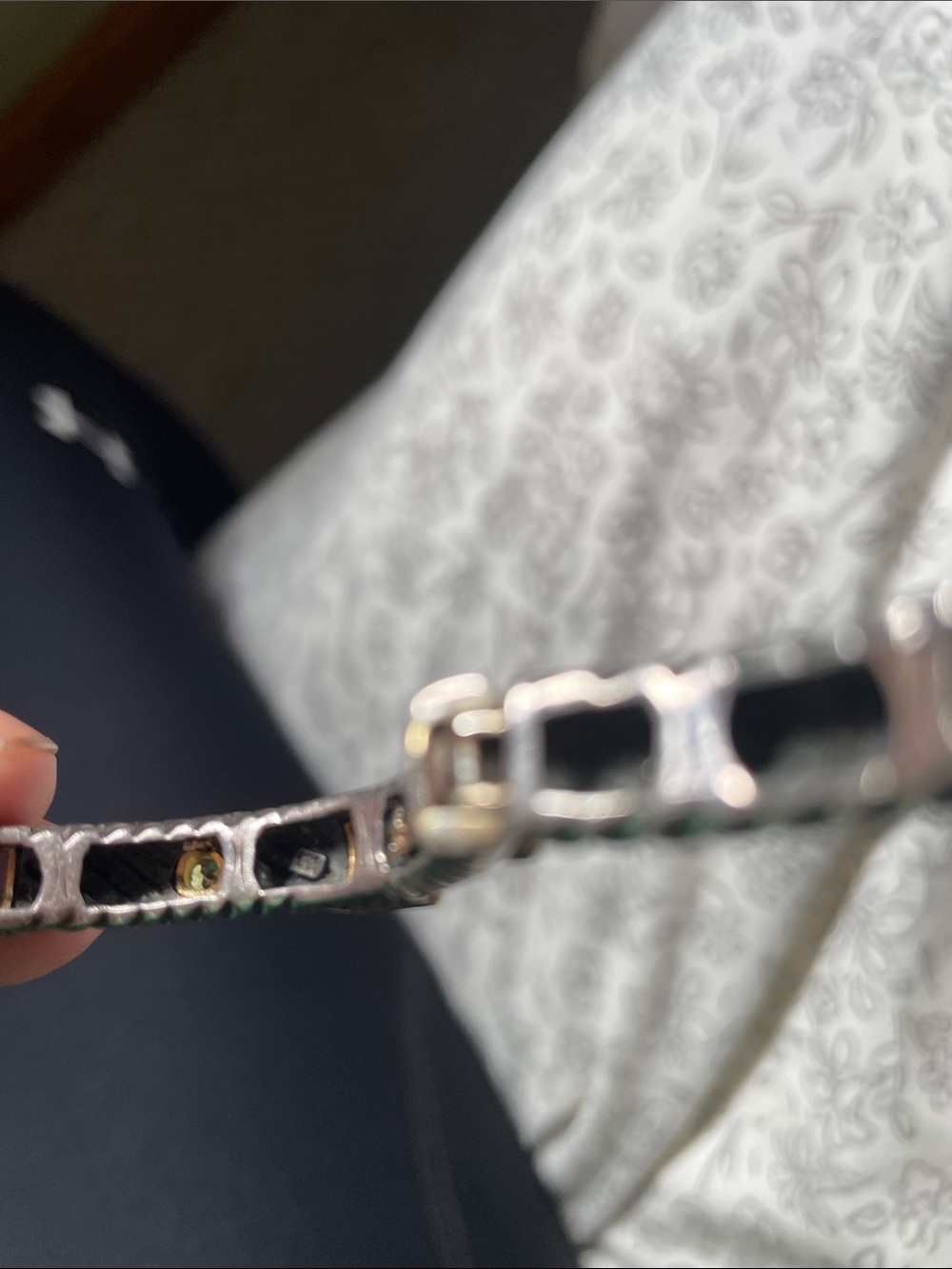 Sterling silver cuff with gemstones bezel set in 14k gold. - Picture 10 of 10